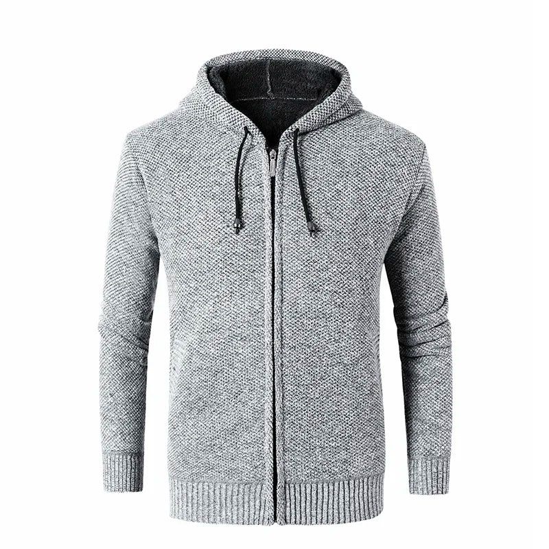 Höst Vintertröja Herr Huv Tröja Casual Pullover Kappa Män Solid Sweat Shirts - Ljusgrå