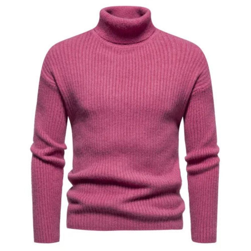 Höst Vintertröja Herr Tröjor Turtleneck Tröja Varma Pullovers Man Toppar - Rose