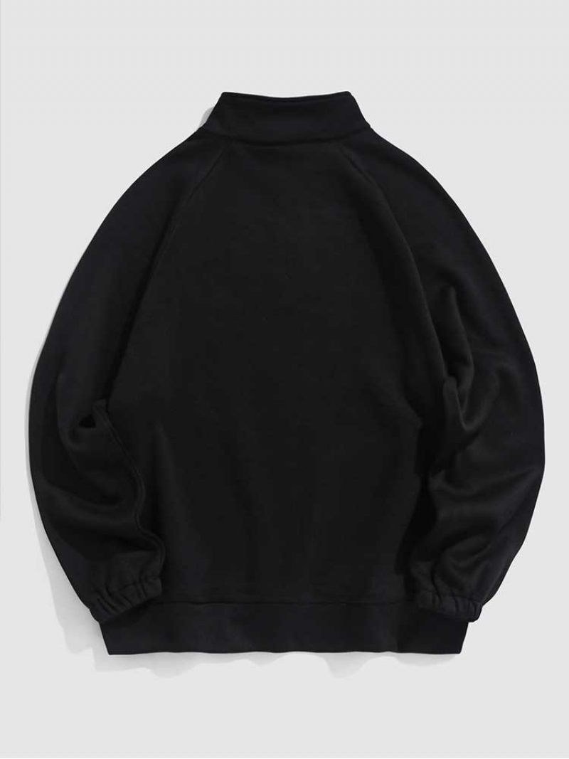 Huvtröjor För Män Fleecefoder Brooklyn Eagle Grafisk Tröja Unisex Turtleneck Luvtröja Dragkedja Streetwear Pullover Sweats - Svart