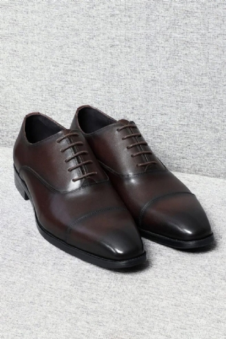 Italiensk Lyx Hög Kvalitet Elegant Man Naturlig Business Formella Solida Oxfords Skor