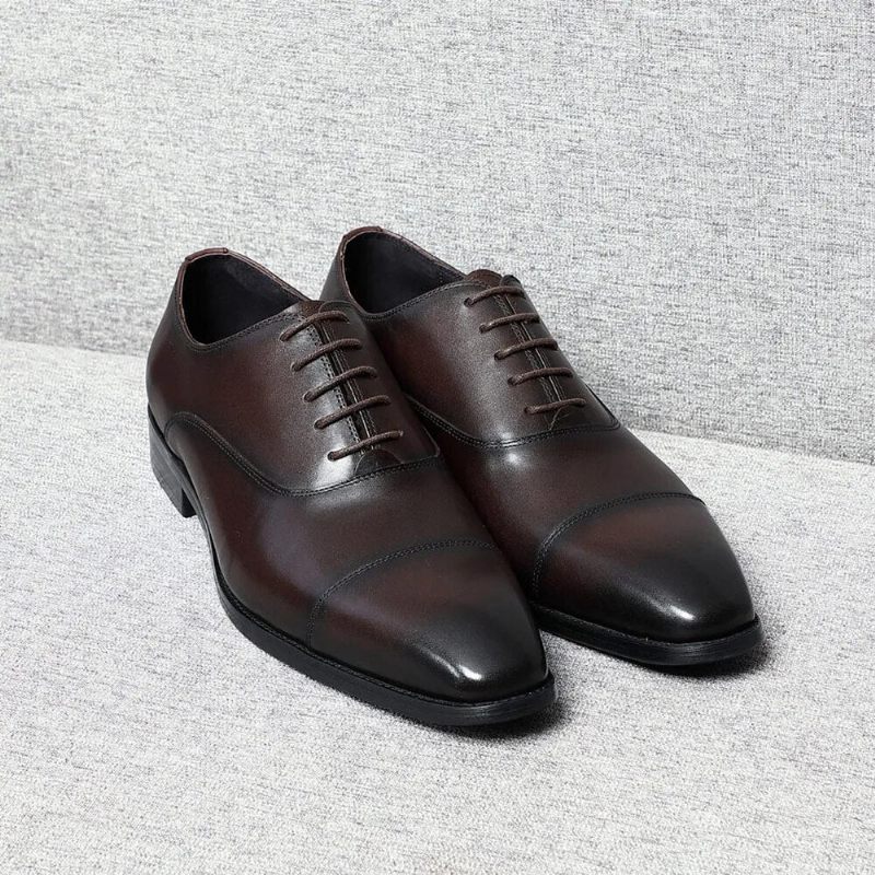 Italiensk Lyx Hög Kvalitet Elegant Man Naturlig Business Formella Solida Oxfords Skor - Svart