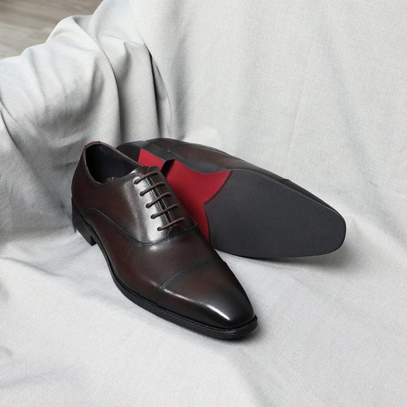 Italiensk Lyx Hög Kvalitet Elegant Man Naturlig Business Formella Solida Oxfords Skor - Svart