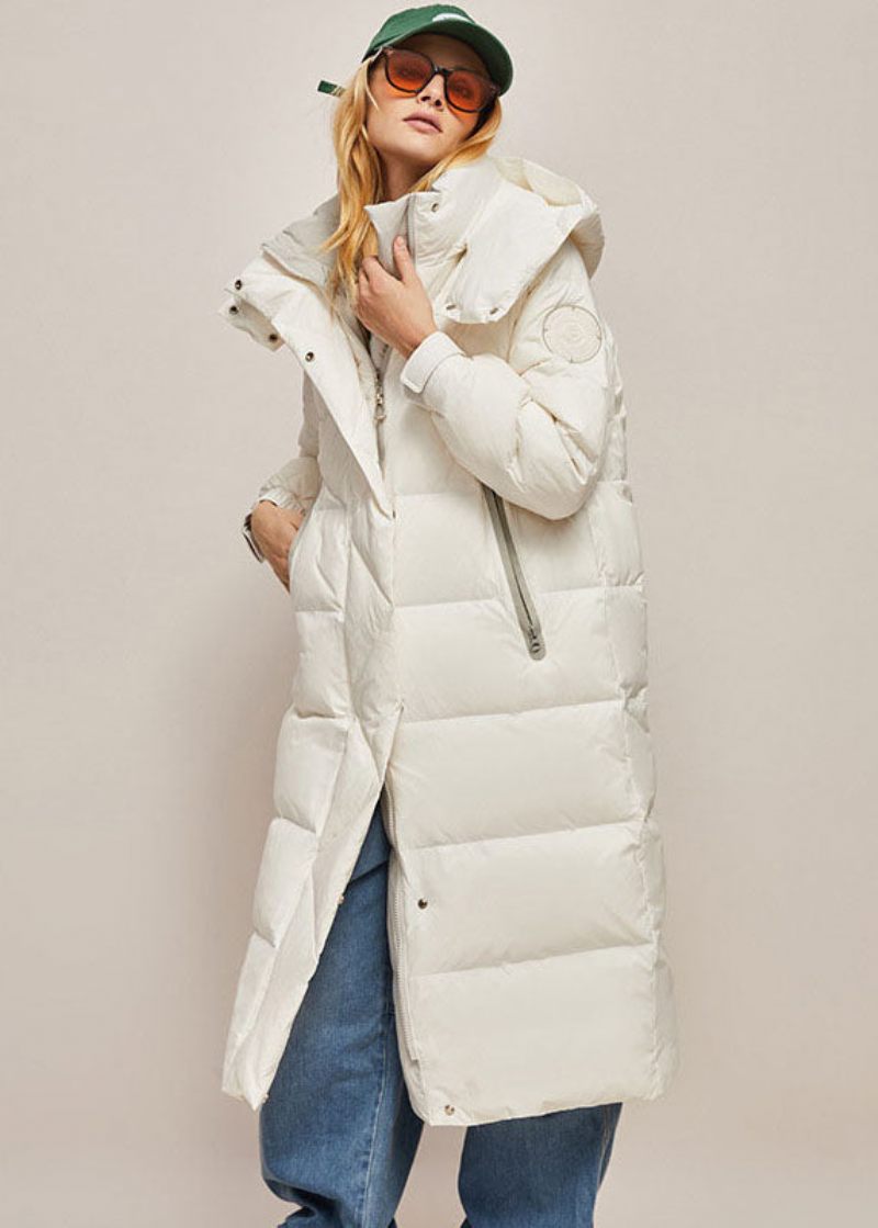 Italienska Gul Hooded Patchwork Duck Down Puffers Jackor Vinter - Gul