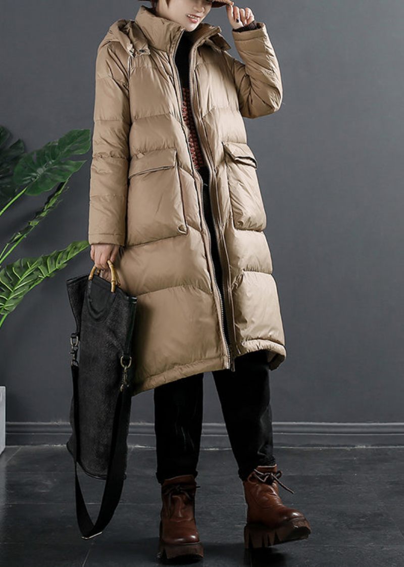 Italienska Röda Zip Up-fickor Hooded Duck Down Puffer Coat Vinter - Dunjackor för kvinnor