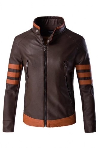 Jacka Herr Motorcykel Biker Coat Man Causal Faux Leather Man Ytterkläder