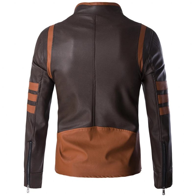 Jacka Herr Motorcykel Biker Coat Man Causal Faux Leather Man Ytterkläder - Brun