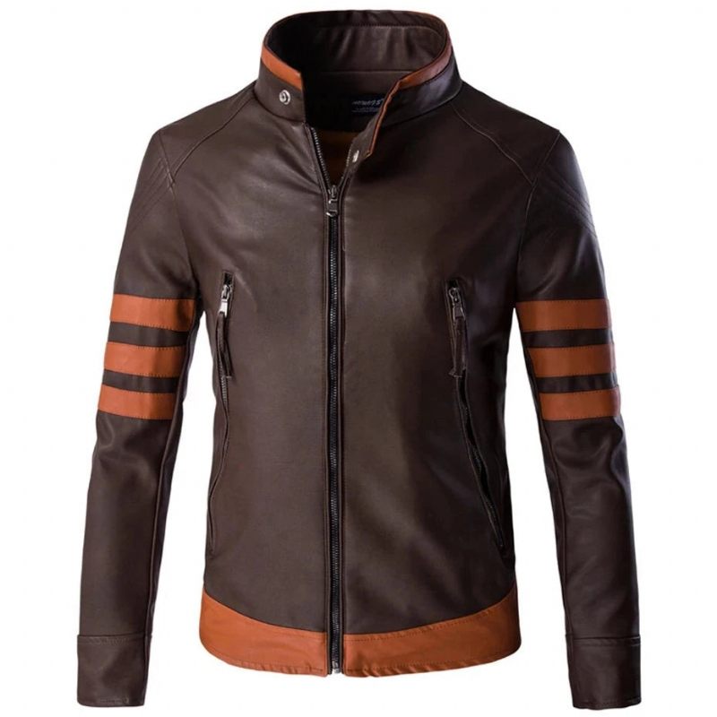 Jacka Herr Motorcykel Biker Coat Man Causal Faux Leather Man Ytterkläder - Brun