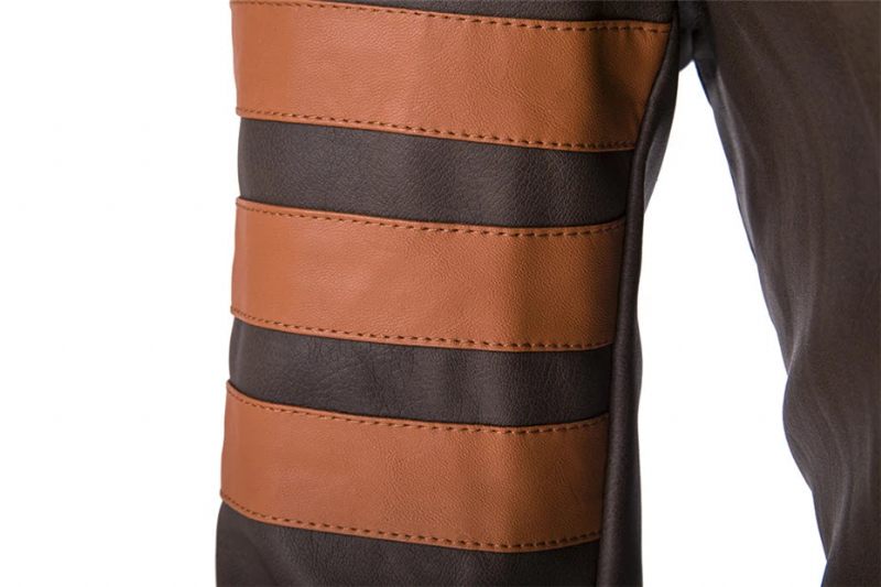 Jacka Herr Motorcykel Biker Coat Man Causal Faux Leather Man Ytterkläder - Brun