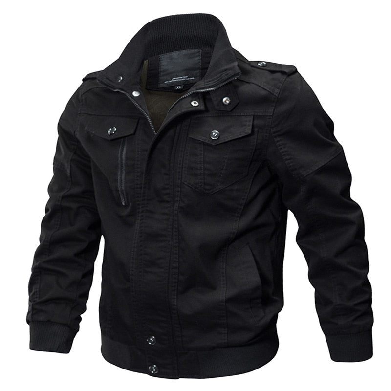 Jacka Herr Vinter Militär Armé Pilot Bomber Tactical Casual Air Force Flight - Svart