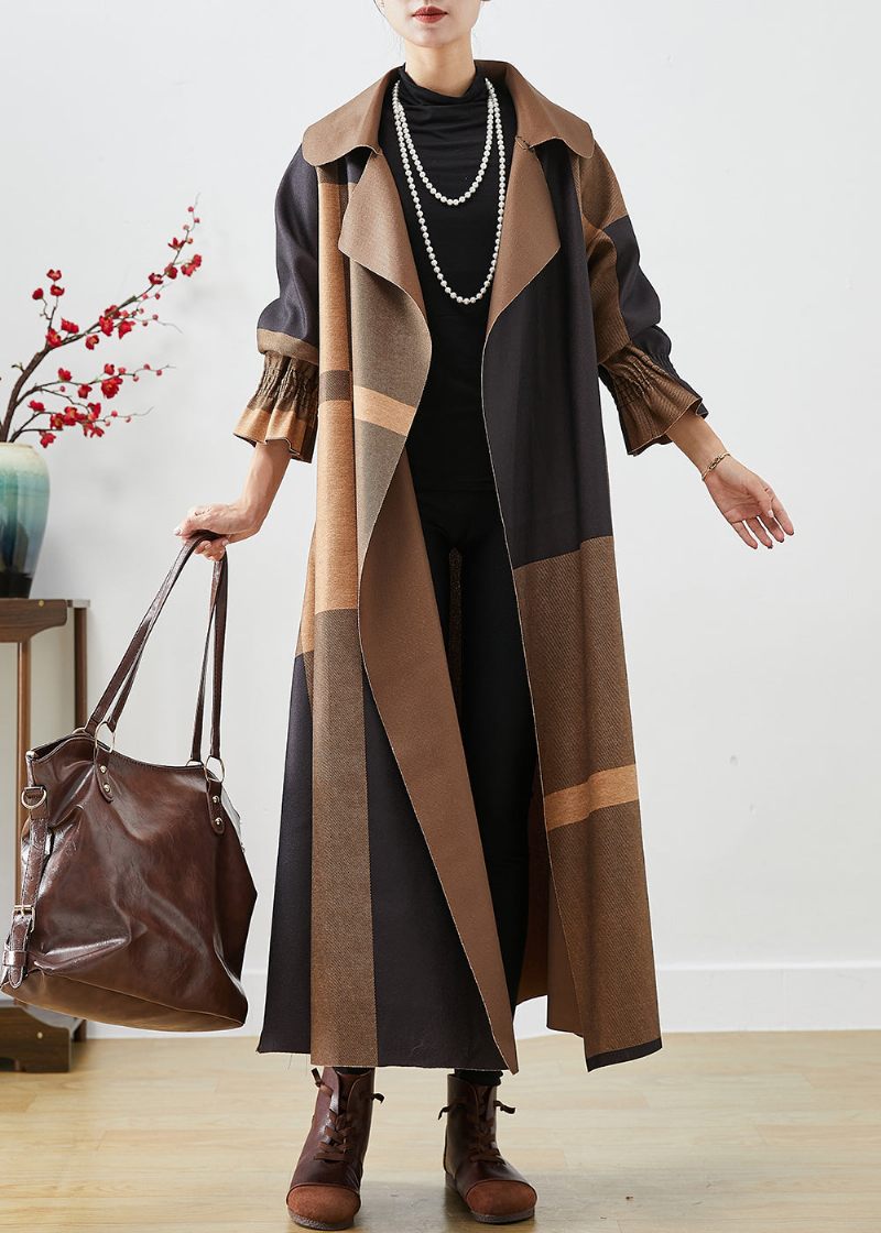 Kaffe Patchwork Bomull Coat Ytterkläder Oversized Fall - Trenchcoats för kvinnor