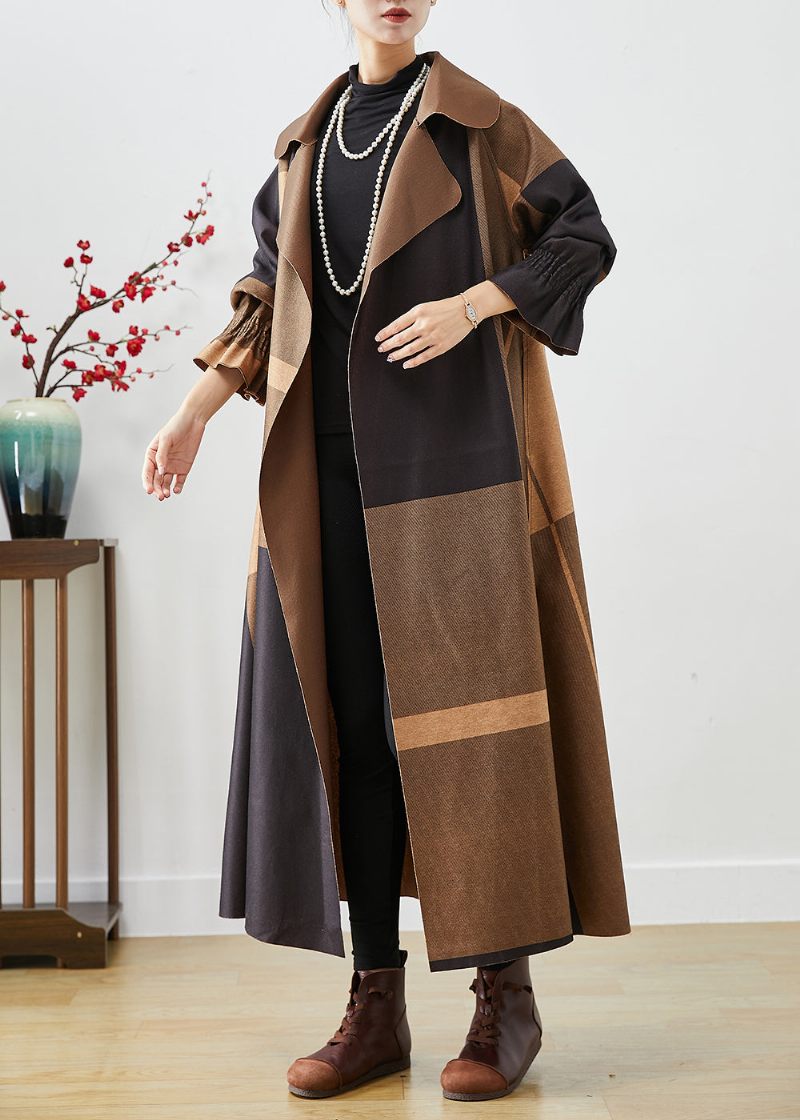 Kaffe Patchwork Bomull Coat Ytterkläder Oversized Fall - Trenchcoats för kvinnor