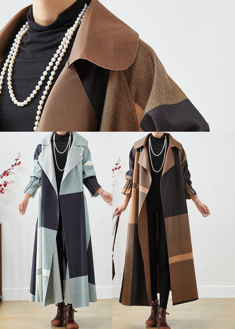 Kaffe Patchwork Bomull Coat Ytterkläder Oversized Fall - Trenchcoats för kvinnor