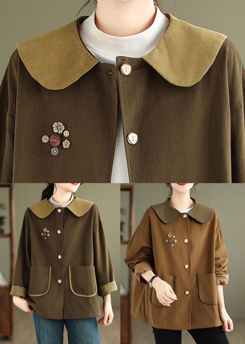 Kaffe Peter Pan Krage Button Coats Långärmad - Kaffe