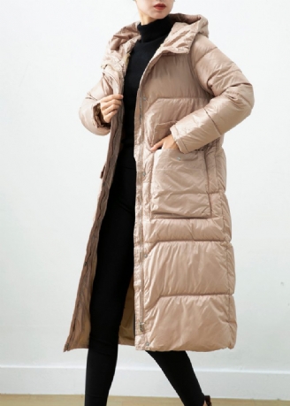 Khaki Duck Down Puffer Jacka Oversized Hooded Winter