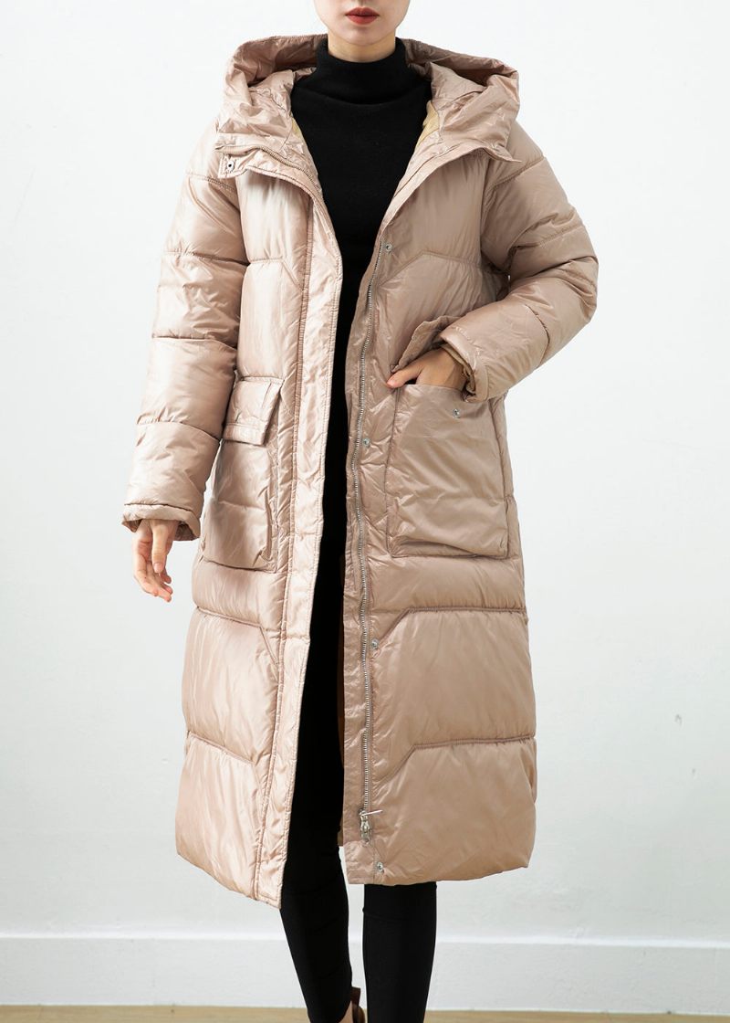 Khaki Duck Down Puffer Jacka Oversized Hooded Winter - Dunjackor för kvinnor