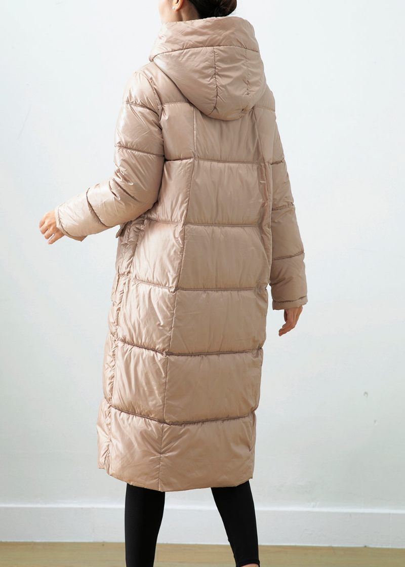 Khaki Duck Down Puffer Jacka Oversized Hooded Winter - Dunjackor för kvinnor