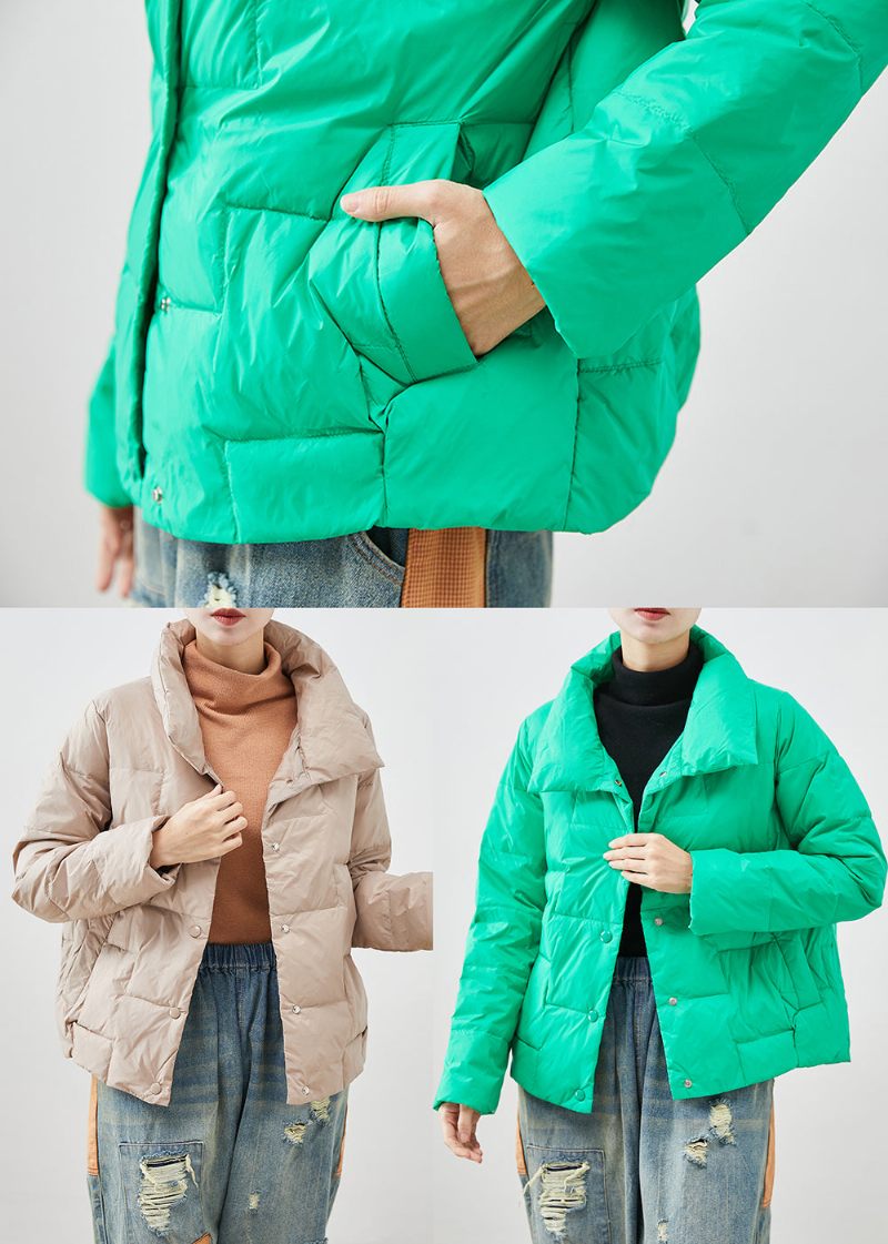 Khaki Duck Down Puffers Jackor Oversized Tjock Winter - Dunjackor för kvinnor