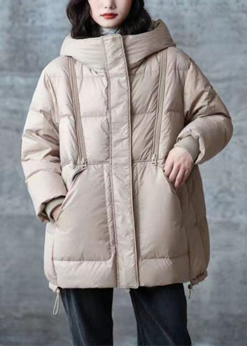 Khaki Fickor Dragsko Patchwork Duck Down Coat Zip Up Winter