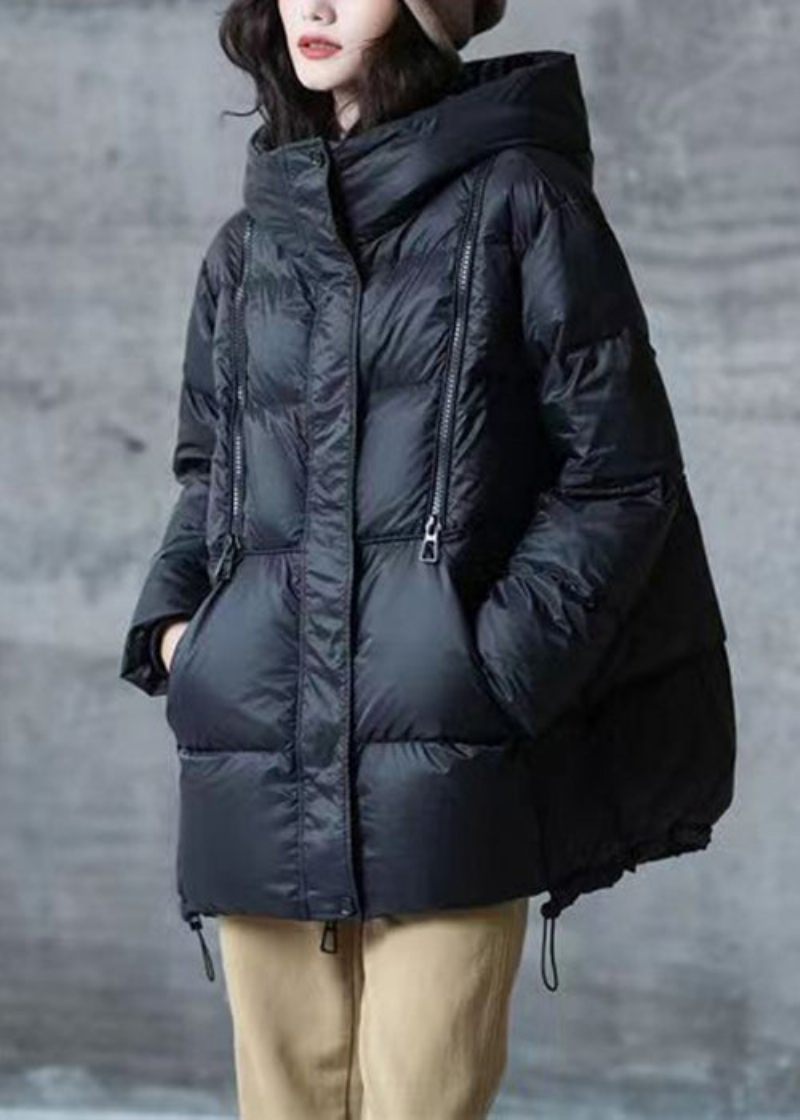 Khaki Fickor Dragsko Patchwork Duck Down Coat Zip Up Winter - Vinterkappor för kvinnor