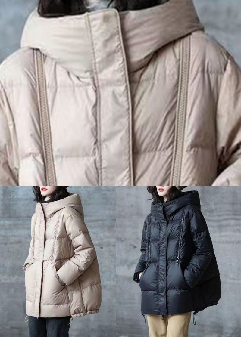 Khaki Fickor Dragsko Patchwork Duck Down Coat Zip Up Winter - Vinterkappor för kvinnor