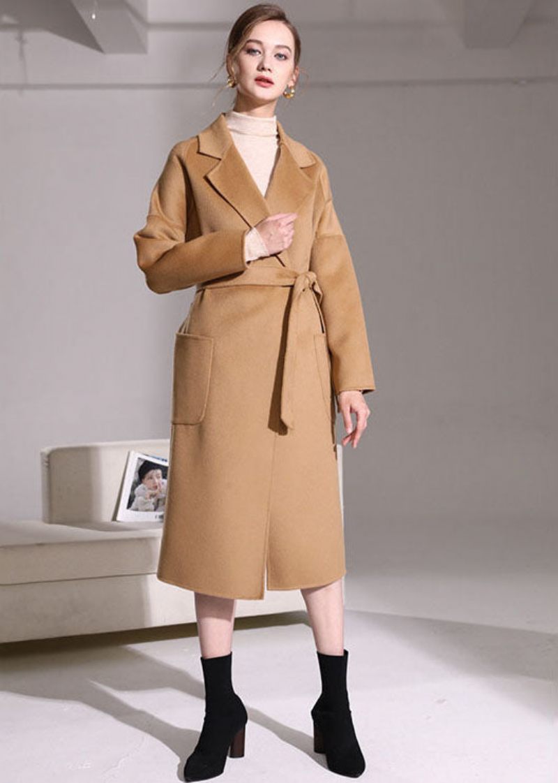 Khaki Wrap Coat Peter Pan Krage Solid Winter - Kaki