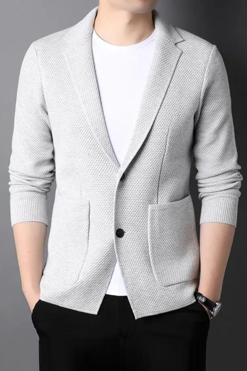 Knit Style Cardigan Herr Slim Fit Sweater Casual Solid Coats Jacka Kläder