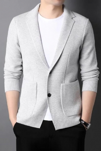 Knit Style Cardigan Herr Slim Fit Sweater Casual Solid Coats Jacka Kläder