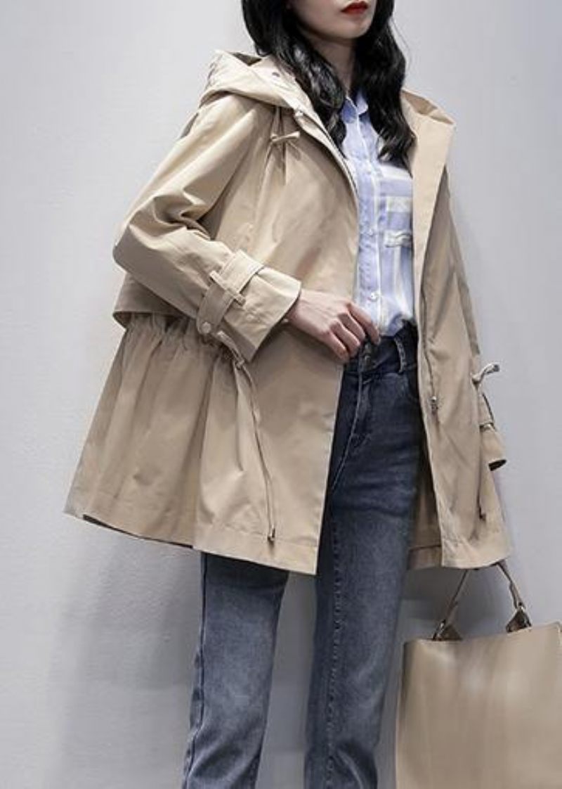 Konst Khaki Trenchcoat Tutorials Huva Dragsko Ytterkläder - Svart