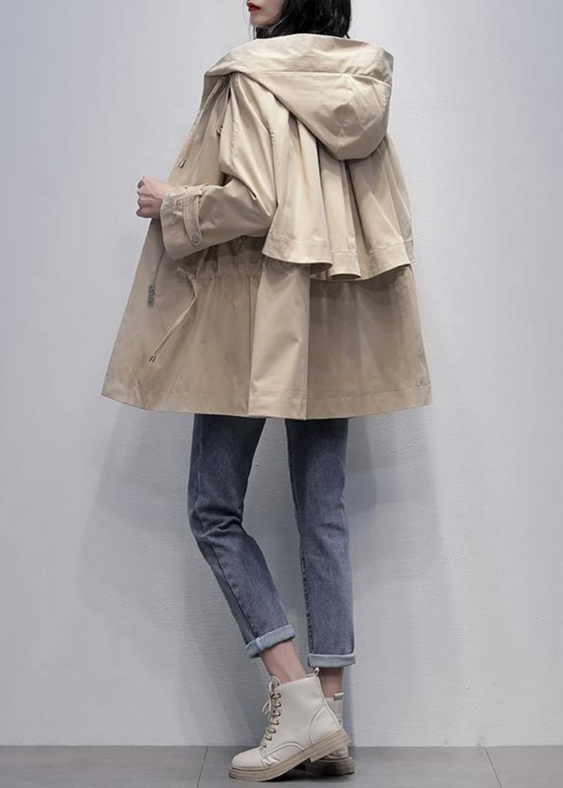 Konst Khaki Trenchcoat Tutorials Huva Dragsko Ytterkläder - Svart