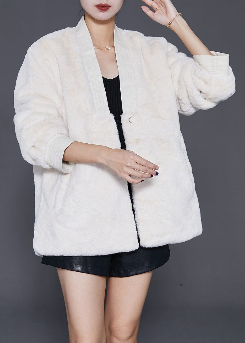 Konst Vit Oversized Varm Fuzzy Fur Fluffy Coats Vinter - Vinterkappor för kvinnor