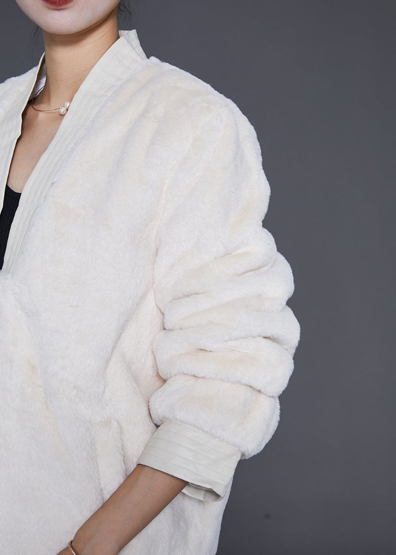 Konst Vit Oversized Varm Fuzzy Fur Fluffy Coats Vinter - Vinterkappor för kvinnor