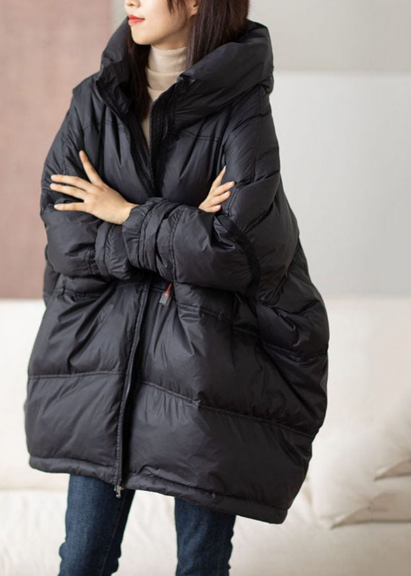 Kort Lilaröd Dragsko Med Dragkedja Ankdun Hooded Down Coat Winter - Lilaröd