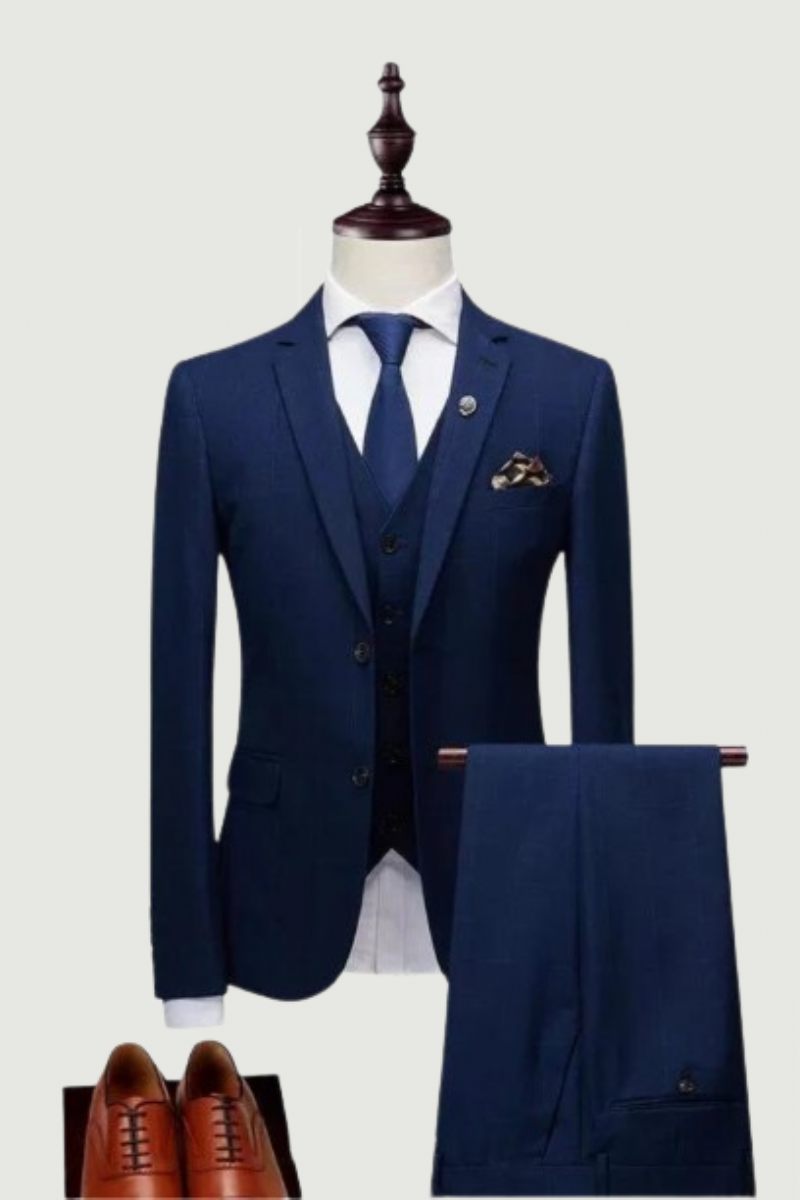 Kostym Jacka Byxväst Herr Business Slim Suits Sets Bröllopsklänning Pläddräkter Högtidskläder