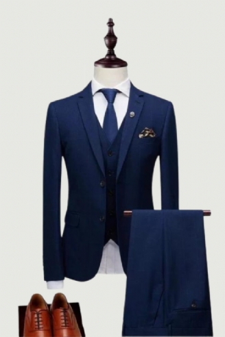 Kostym Jacka Byxväst Herr Business Slim Suits Sets Bröllopsklänning Pläddräkter Högtidskläder