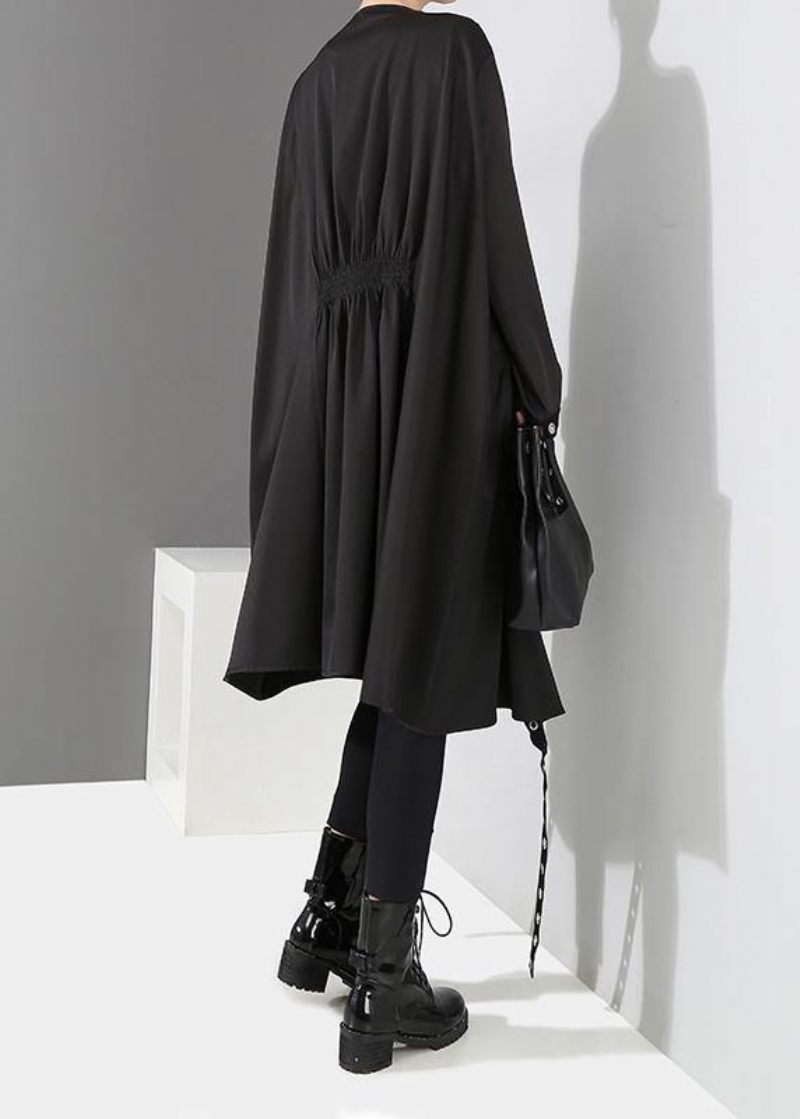 Kvinna Solid Black Unik Cape Style Coat - Koftor för kvinnor