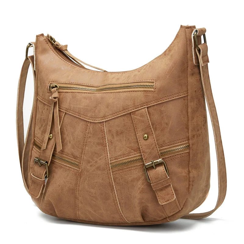 Kvinnor Axelväska Läder Crossbody-väska Kvinnliga Handväska Fickor Tote Plånböcker - Beige