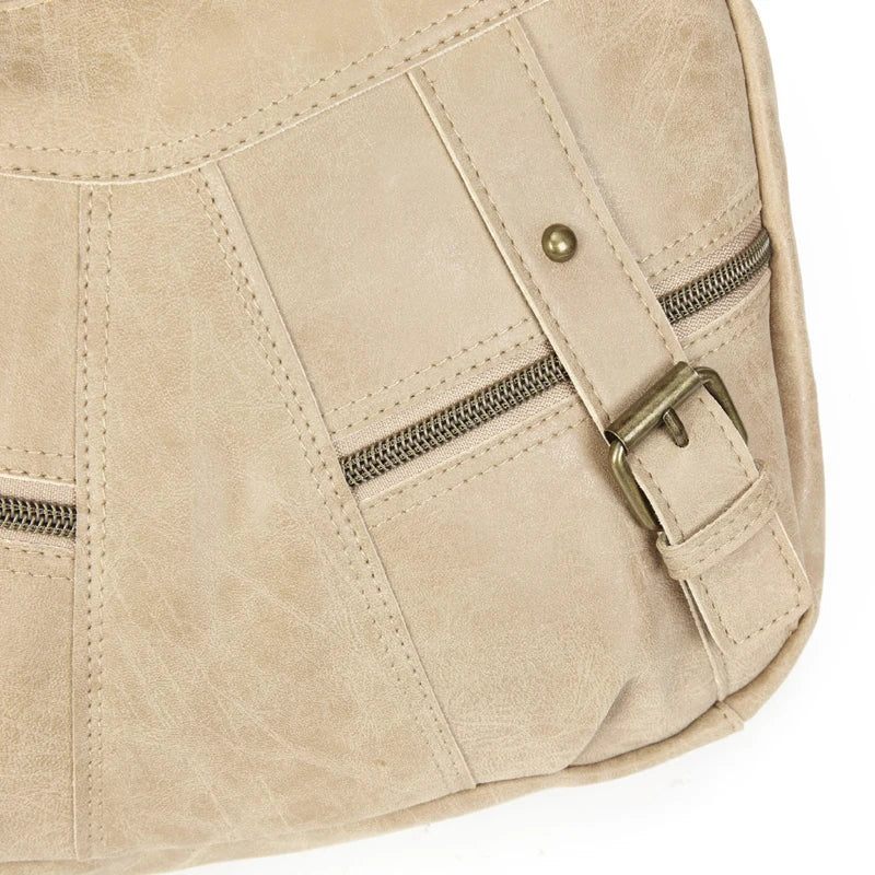 Kvinnor Axelväska Läder Crossbody-väska Kvinnliga Handväska Fickor Tote Plånböcker - Beige