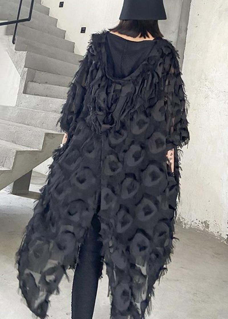 Kvinnor Black Feather Big Size Dress New V-spring Summer - Koftor för kvinnor