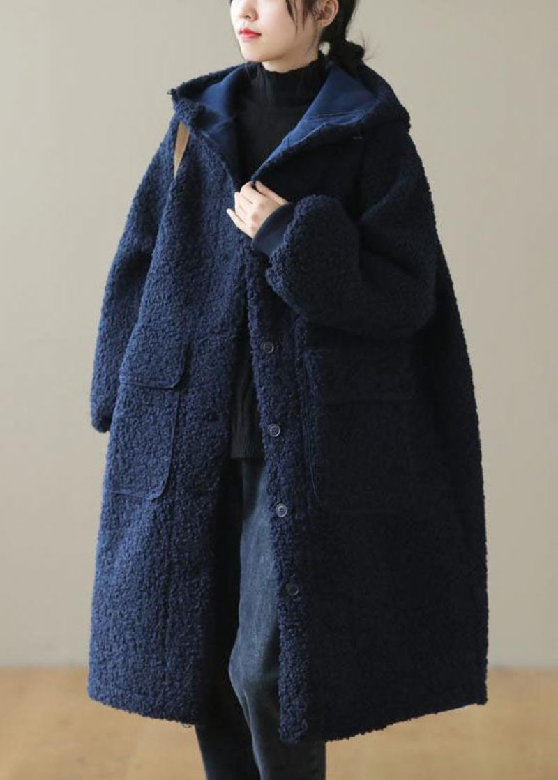 Kvinnor Kaffe Hooded Button Faux Fur Winter Coat - Dunjackor för kvinnor