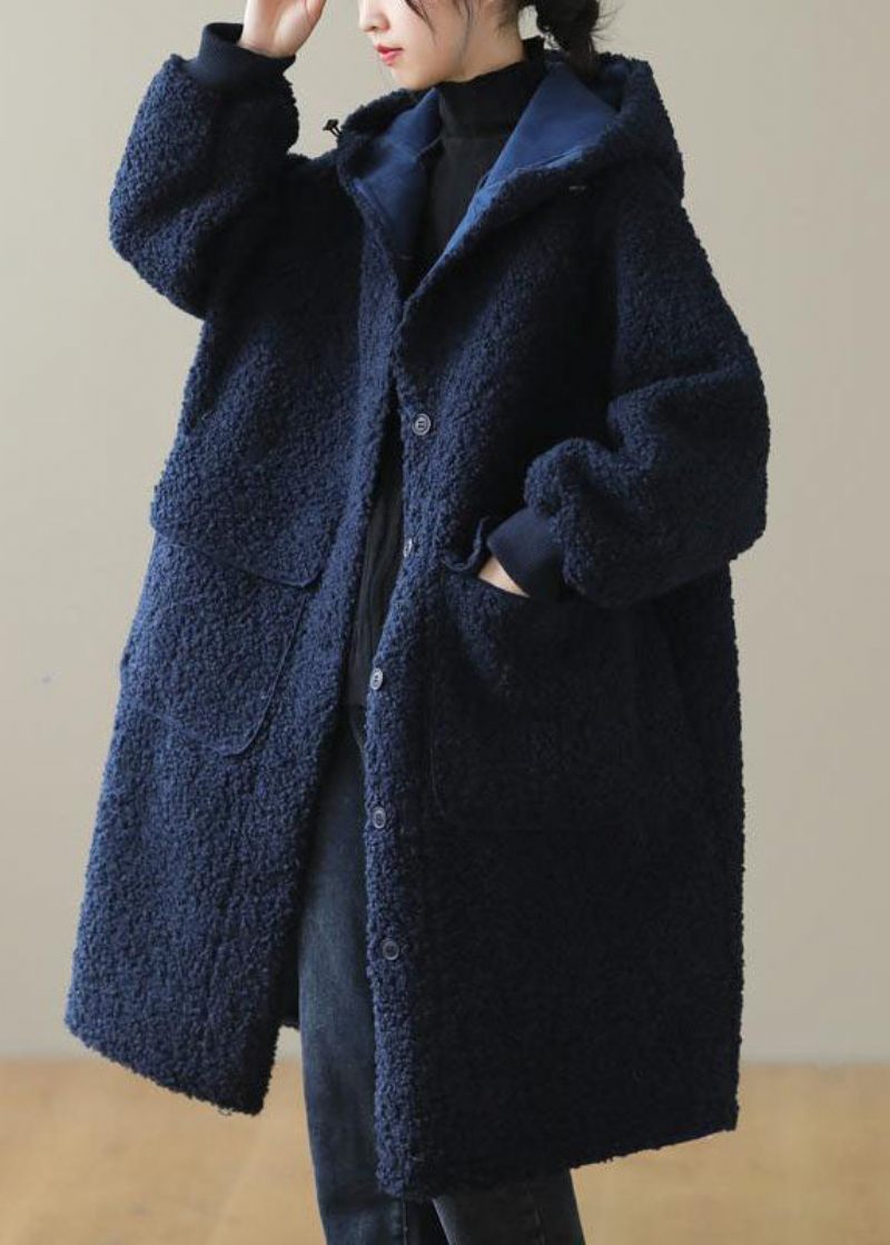 Kvinnor Kaffe Hooded Button Faux Fur Winter Coat - Dunjackor för kvinnor