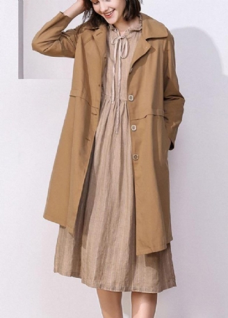 Kvinnor Khaki Fin Trenchcoat Inspiration Långärmade Vårjackor