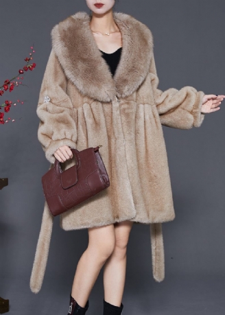 Kvinnor Khaki Oversized Varm Fuzzy Fur Fluffy Coats Vinter