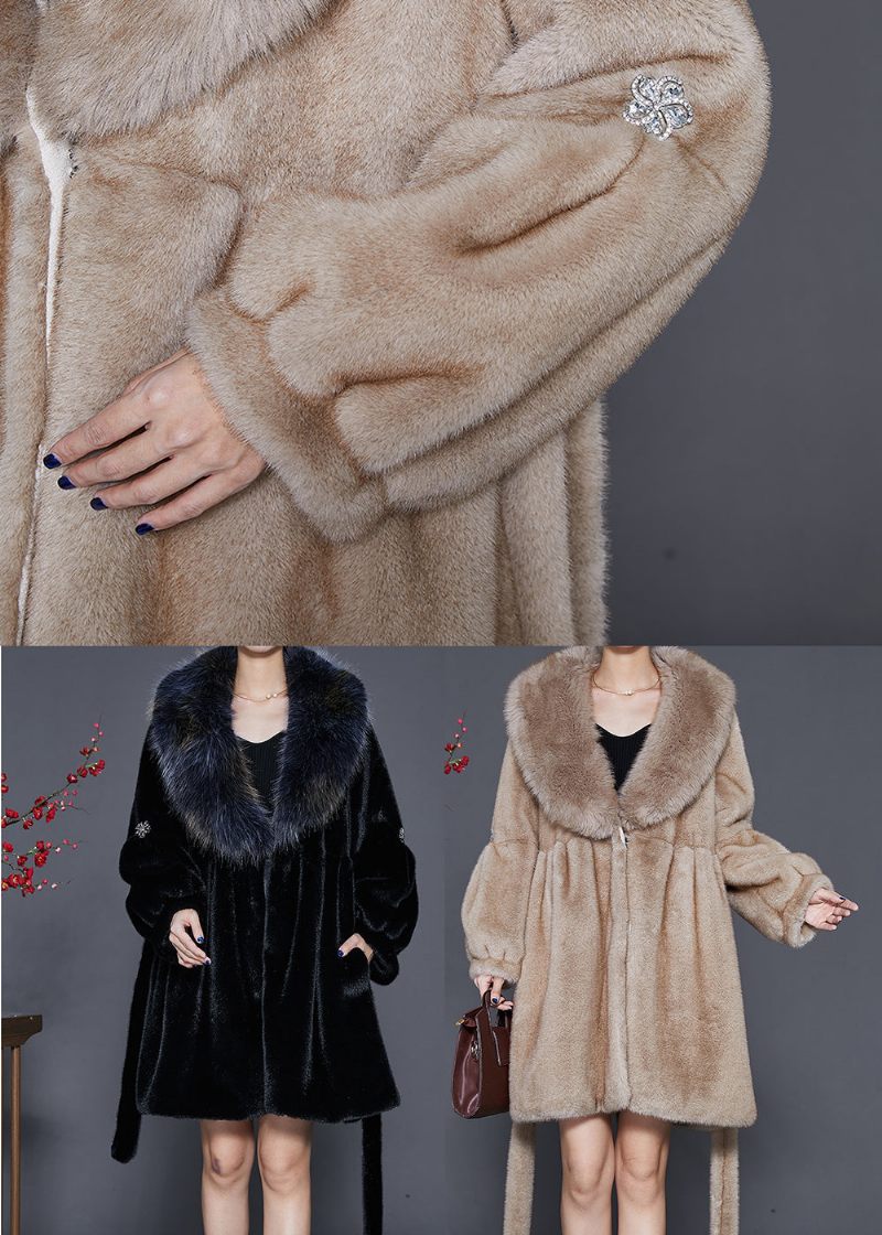 Kvinnor Khaki Oversized Varm Fuzzy Fur Fluffy Coats Vinter - Vinterkappor för kvinnor