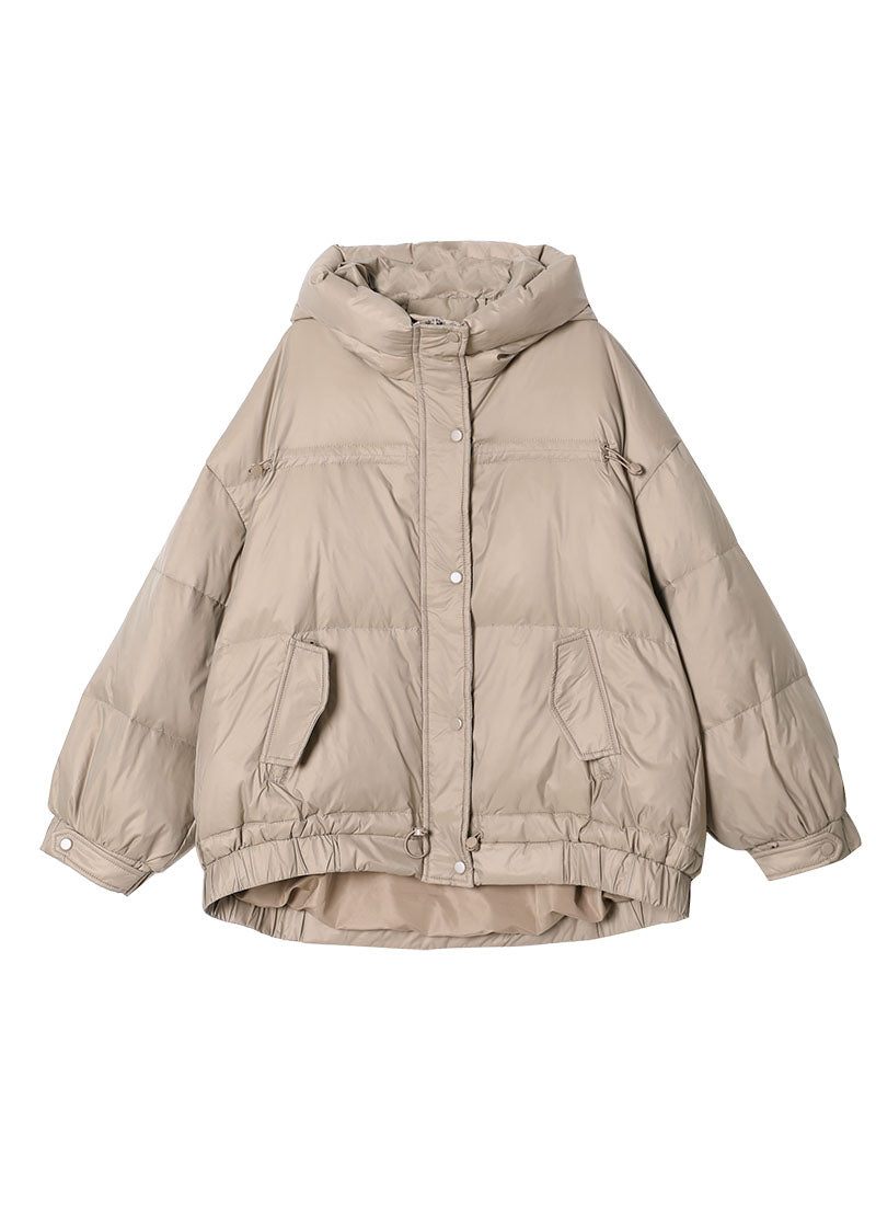 Kvinnor Khaki Zip Up Dragsko Duck Down Puffer Jacka Vinter - Dunjackor för kvinnor