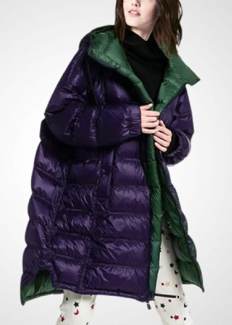 Kvinnor Lila Hooded Dragkedja Duck Down Puffer Coat Vinter