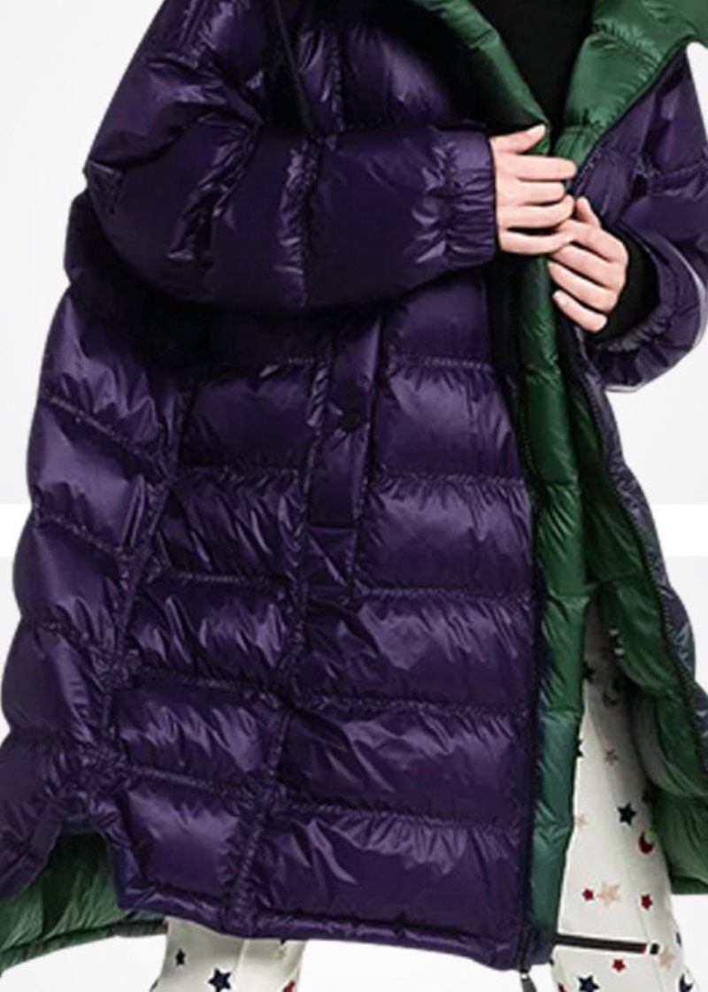 Kvinnor Lila Hooded Dragkedja Duck Down Puffer Coat Vinter - Dunjackor för kvinnor