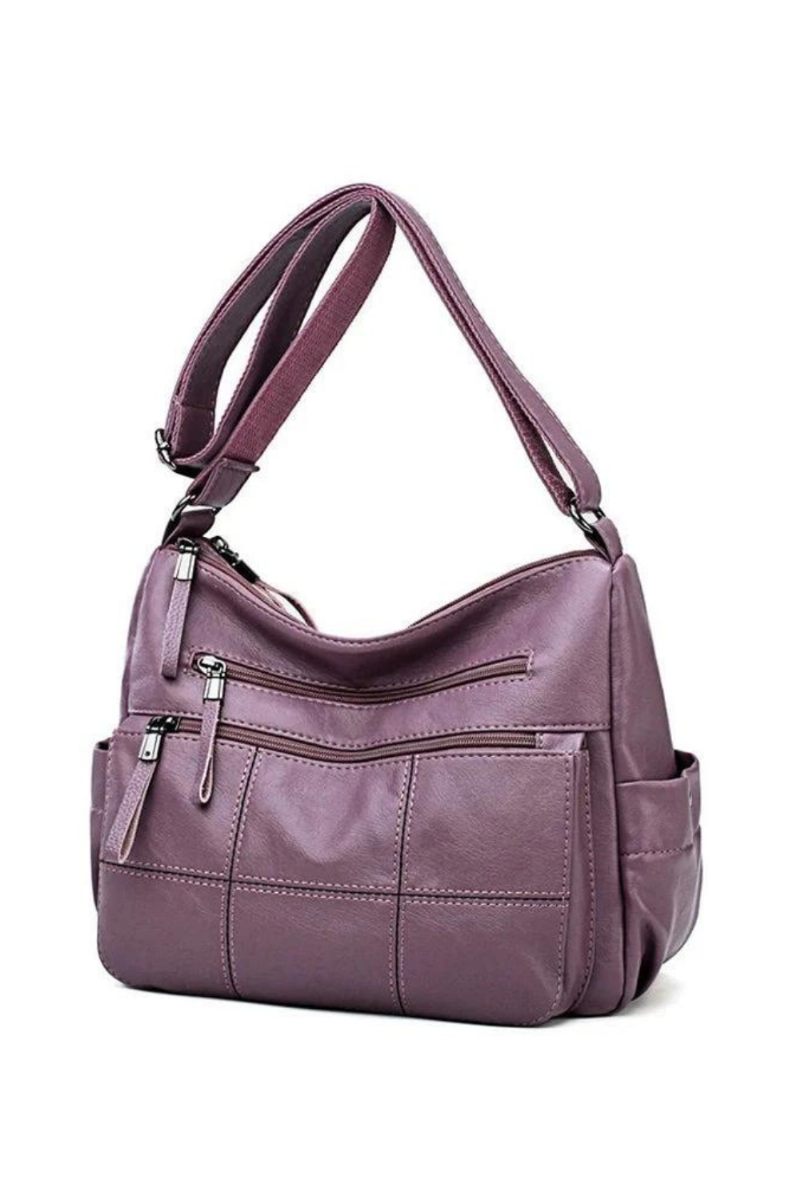 Kvinnor Messenger Bag Läder Axelväska Casual Square Mom Bag Kvinnliga Crossbody-väskor