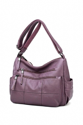 Kvinnor Messenger Bag Läder Axelväska Casual Square Mom Bag Kvinnliga Crossbody-väskor