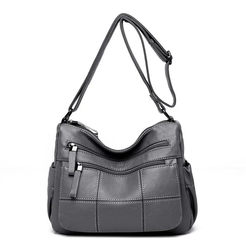 Kvinnor Messenger Bag Läder Axelväska Casual Square Mom Bag Kvinnliga Crossbody-väskor - Röd