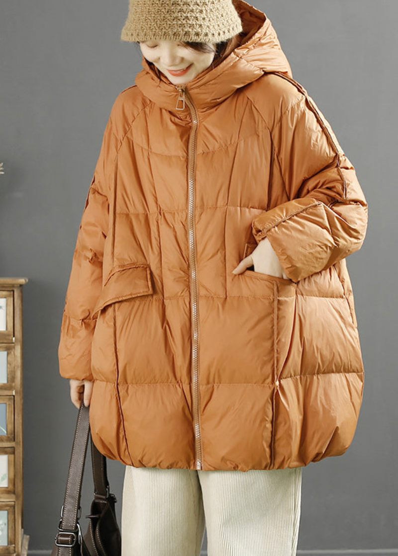 Kvinnor Orange Hooded Oversized Duck Dunjacka Vinter